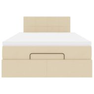 Османска легло с матрак и LED, кремаво, 120x190 см, плат