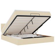 Османска легло с матрак и LED, кремаво, 180x200 см, плат