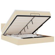 Османска легло с матрак и LED, кремаво, 200x200 см, плат