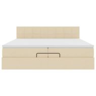 Османска легло с матрак и LED, кремаво, 200x200 см, плат