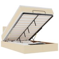 Османска легло с матрак и LED, кремаво, 120x190 см, плат