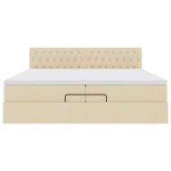 Османска легло с матрак и LED, кремаво, 200x200 см, плат