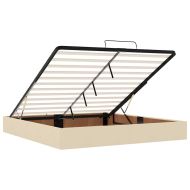 Османска легло с матрак и LED, кремаво, 200x200 см, плат