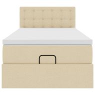 Османска легло с матрак и LED, кремаво, 90x190 см, плат