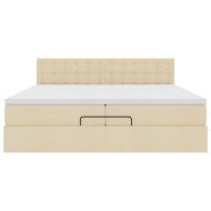 Османска легло с матрак и LED, кремаво, 200x200 см, плат