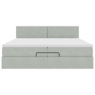 Османска легло с матраци и LED, светлосиво, 200x200 см, кадифе