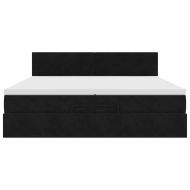 Османска легло с матраци и LED, черно, 200x200 см, кадифе