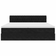 Османска легло с матраци и LED, черно, 200x200 см, кадифе