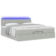 Османска легло с матраци и LED, светлосиво, 200x200 см, кадифе