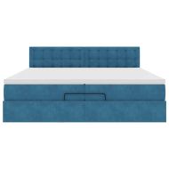 Османска легло с матраци и LED, тъмносиньо, 200x200 см, кадифе