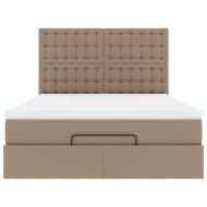 Османска легло с матрак, капучино, 140x200 см, изкуствена кожа