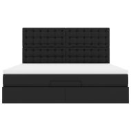 Османска легло с матрак, черно, 180x200 см, изкуствена кожа