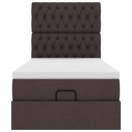 Османска легло с матрак, тъмнокафяво, 80x200 см, плат