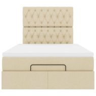 Османска легло с матрак, кремаво, 120x190 см, плат