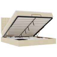 Османска легло с матрак, кремаво, 180x200 см, плат