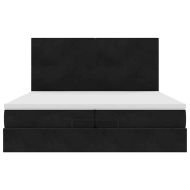 Османска легло с матраци, черно, 200x200 см, кадифе