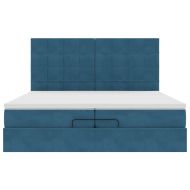 Османска легло с матраци, тъмносиньо, 200x200 см, кадифе