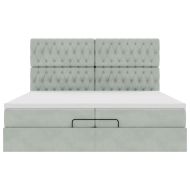 Османска легло с матраци, светлосиво, 200x200 см, кадифе