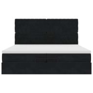 Османска легло с матраци, черно, 200x200 см, кадифе