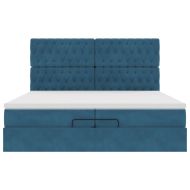 Османска легло с матраци, тъмносиньо, 200x200 см, кадифе