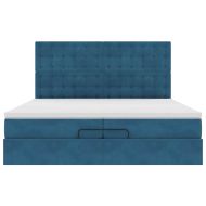 Османска легло с матраци, тъмносиньо, 200x200 см, кадифе