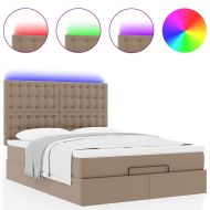 Османска легло с матрак&LED капучино 140x200 см изкуствена кожа