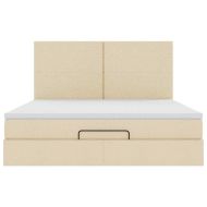 Османска легло с матрак и LED, кремаво, 180x200 см, плат