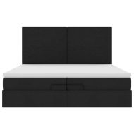 Османска легло с матрак и LED, черно, 200x200 см, плат