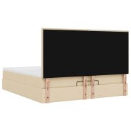 Османска легло с матрак и LED, кремаво, 200x200 см, плат