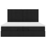 Османска легло с матрак и LED, черно, 200x200 см, плат