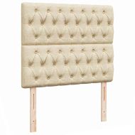 Османска легло с матрак и LED, кремаво, 120x190 см, плат