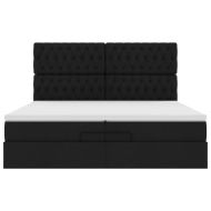 Османска легло с матрак и LED, черно, 200x200 см, плат