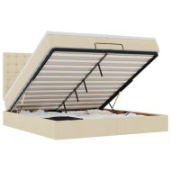 Османска легло с матрак и LED, кремаво, 200x200 см, плат