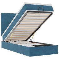 Османска легло с матраци и LED, тъмносиньо, 80x200 см, кадифе