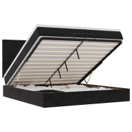 Османска легло с матраци и LED, черно, 200x200 см, кадифе