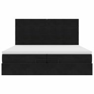 Османска легло с матраци и LED, черно, 200x200 см, кадифе