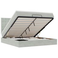 Османска легло с матраци и LED, светлосиво, 200x200 см, кадифе