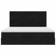 Османска легло с матраци и LED, черно, 200x200 см, кадифе