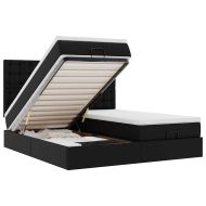 Османска легло с матраци&LED, черно, 160x200см, изкуствена кожа