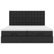 Османска легло с матраци&LED, черно, 160x200см, изкуствена кожа