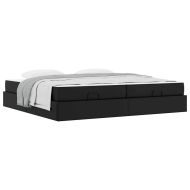 Рамка за легло с матрак Черно 200 x 200 cm Изкуствена кожа