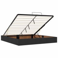 Рамка за легло със съхранение Черно 200 x 200 cm текстил