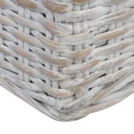 3-местен диван с възглавници, сив, естествен ратан