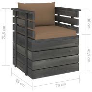 Градински фотьойл с възглавници, борова дървесина