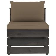 Секционен ъглов диван с възглавници, сиво импрегнирано дърво