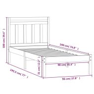 рамка за легло бяло 90x190 см Small Single дърво масив