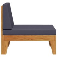 Модулен среден диван с тъмносиви възглавници, акация масив