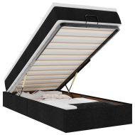 Османска легло с матрак, черно, 80x200 см, плат