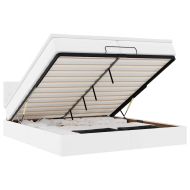 Османска легло с матраци, бяло, 200x200 см, изкуствена кожа