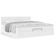 Османска легло с матраци, бяло, 200x200 см, изкуствена кожа